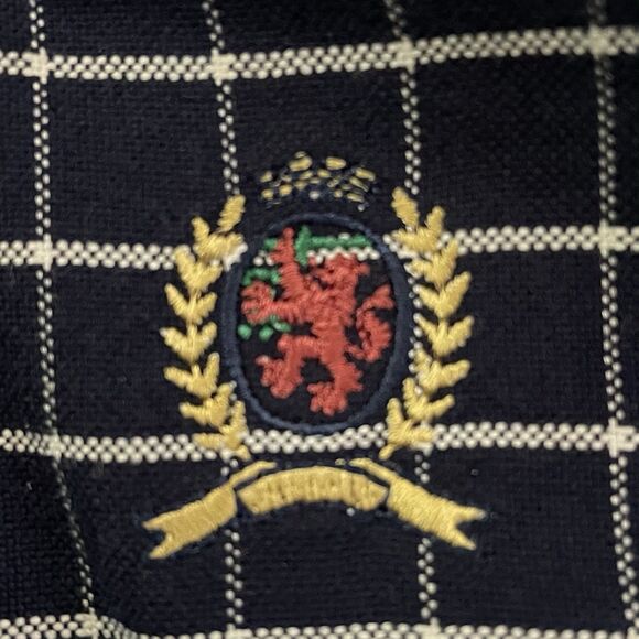 Vintage Tommy Hilfiger Navy Blue Windowpane  Button Up Shirt Long-Sleeve L Crest - Picture 11 of 11